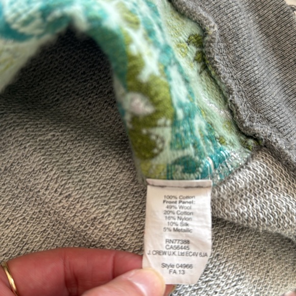 J.Crew Green Floral Brocade Women's Sweatshirt - Picture 6 of 6